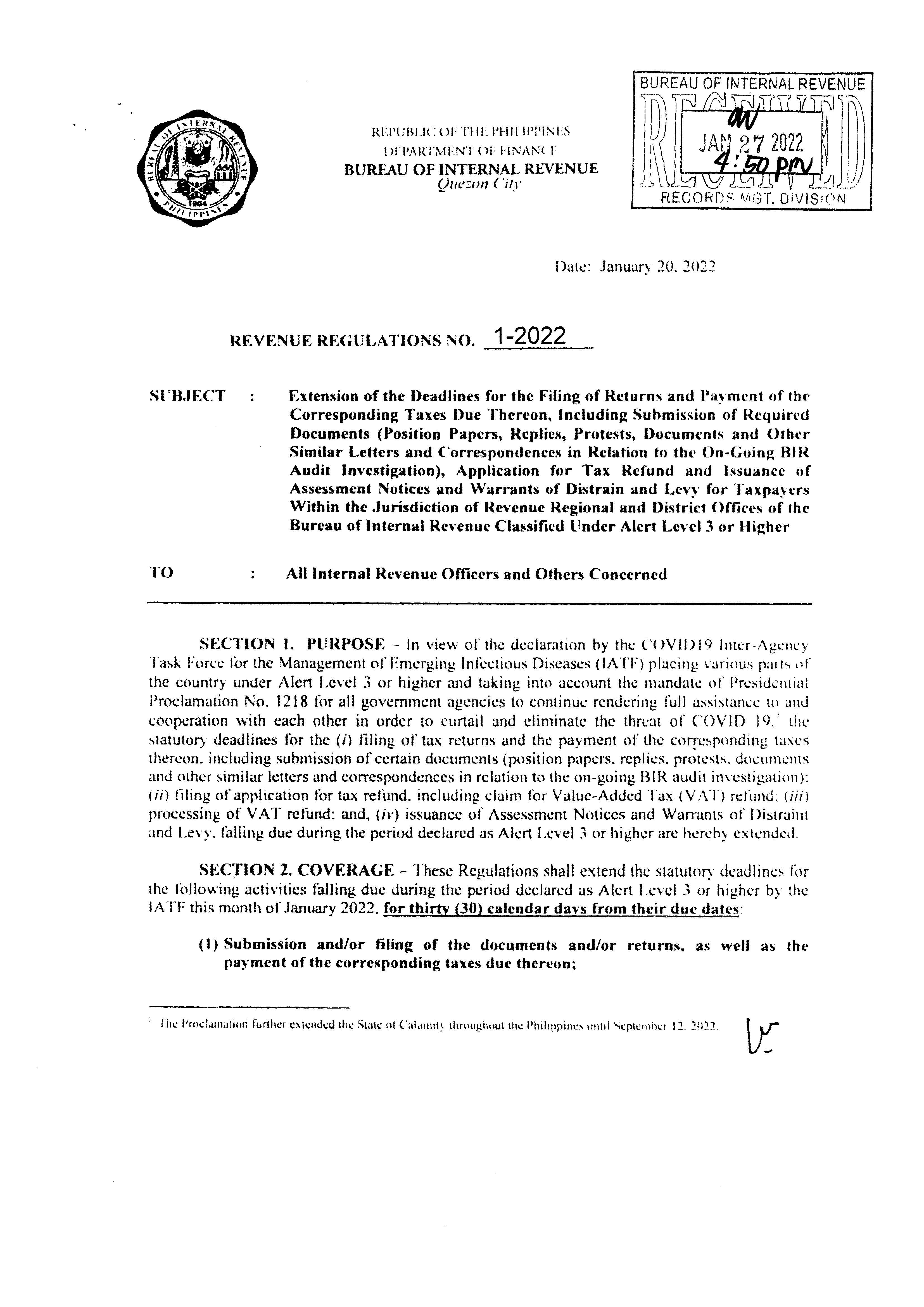 BIR MEMORANDUM NO. 12022 Machica Group